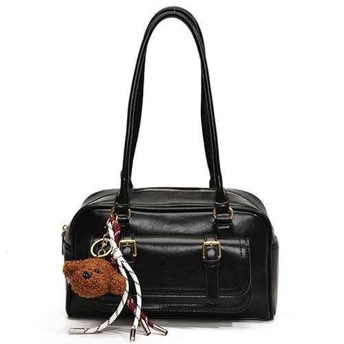 Kexpery Leder -Retro -Umhängetasche for Frauen mit Anhängertasche (schwarz) von Kexpery