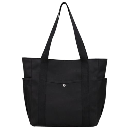 Kexpery Leichte Canvas-Umhängetasche, vielseitige Tasche mit Griff oben, College-Reisetasche, Damen-Handtasche mit mehreren Taschen, Einkaufstasche (schwarz) von Kexpery