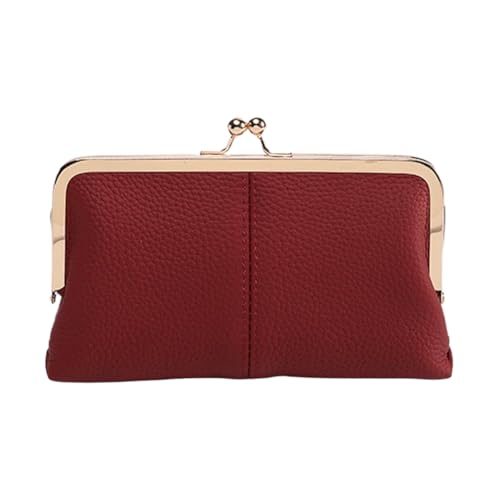 Kexpery Luxus-Brieftasche aus echtem Leder, Vintage, mit doppeltem Clip, großes Fassungsvermögen, für Frauen, Reisemode, rot, 200.00x20.00x110.00mm, Transparent Kexpery Luxus-Brieftasche aus echtem Leder, Vintage, mit doppeltem Clip, großes Fassungsvermögen, für Frauen, Reisemode, rot, 200.00x20.00x110.00mm, Transparent von Kexpery