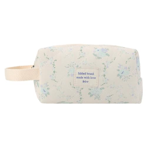 Kexpery Make-up-Tasche mit großem Fassungsvermögen, floral gesteppt, kariert, tragbare Kosmetik-Aufbewahrungstasche for Damen, großer Reise-Organizer, Leichter Reise-Make-up-Kosmetikkoffer f von Kexpery