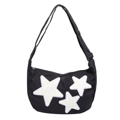 Kexpery Messenger Bag Damen Canvas Umhängetasche Mehrzwecktasche mit verstellbarem Riemen Umhängetasche Pentagram Schulranzen Tasche Soft Bag, Schwarz von Kexpery
