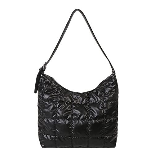 Kexpery Mode Umhängetasche große Kapazität Baumwollpolsterte Schulterhandtaschen feste Schultertasche tragbar for Damen Girl Tote Tasche (schwarz) von Kexpery
