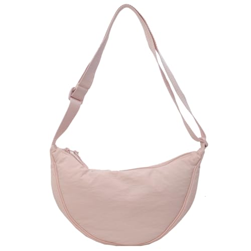 Kexpery Modische Damen-Schultertasche, einfarbig, Crossbody, Halbmondtasche, einfache Umhängetasche, verstellbarer Riemen, für Outdoor-Reisen, rose, 300.00x150.00x100.00mm/11.81x5.91x3.94inch von Kexpery