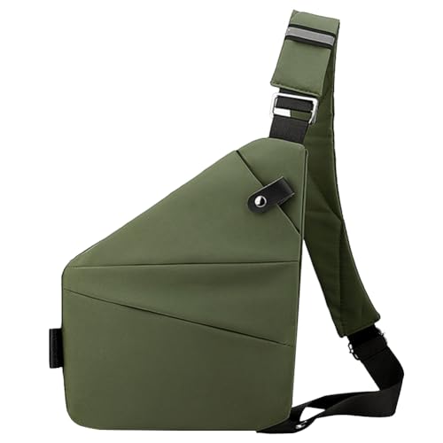 Kexpery Modische Herren-Brusttasche, multifunktionale Bauchtasche, großes Fassungsvermögen, einfache Umhängetasche, Diebstahlschutz, verstellbarer Riemen, ergonomische Hüfttasche, armee-grün, right von Kexpery