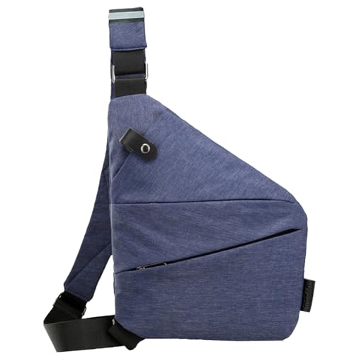 Kexpery Modische Herren-Brusttasche, multifunktionale Bauchtasche, großes Fassungsvermögen, einfache Umhängetasche, Diebstahlschutz, verstellbarer Riemen, ergonomische Hüfttasche, blau, left shoulder, von Kexpery