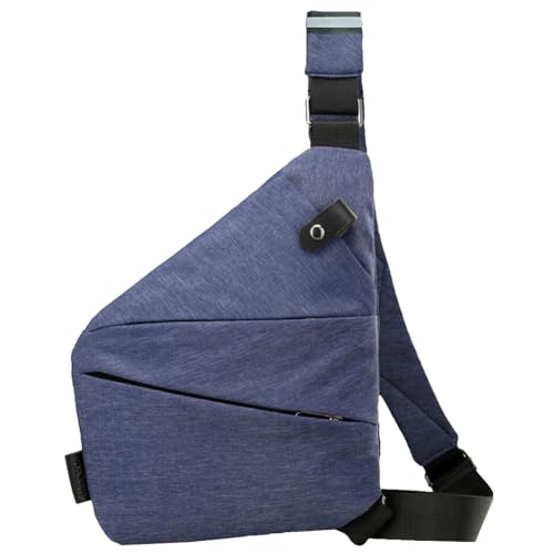 Kexpery Modische Herren-Brusttasche, multifunktionale Bauchtasche, großes Fassungsvermögen, einfache Umhängetasche, Diebstahlschutz, verstellbarer Riemen, ergonomische Hüfttasche, blau, right von Kexpery