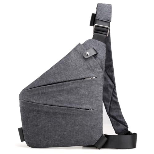 Kexpery Modische Herren-Brusttasche, multifunktionale Bauchtasche, großes Fassungsvermögen, einfache Umhängetasche, Diebstahlschutz, verstellbarer Riemen, ergonomische Hüfttasche, grau, right von Kexpery