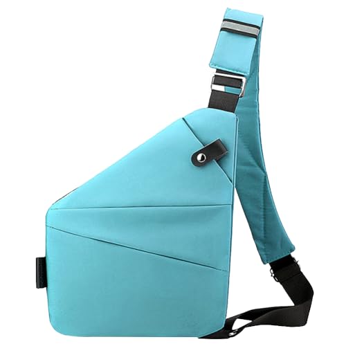 Kexpery Modische Herren-Brusttasche, multifunktionale Bauchtasche, großes Fassungsvermögen, einfache Umhängetasche, Diebstahlschutz, verstellbarer Riemen, ergonomische Hüfttasche, himmelblau, right von Kexpery