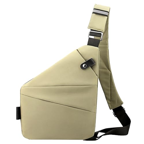 Kexpery Modische Herren-Brusttasche, multifunktionale Bauchtasche, großes Fassungsvermögen, einfache Umhängetasche, Diebstahlschutz, verstellbarer Riemen, ergonomische Hüfttasche, khaki, right von Kexpery