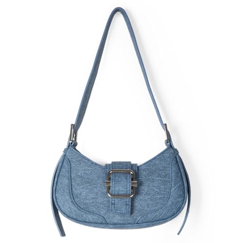 Kexpery Modische Leder-Einkaufstasche, vielseitige PU-Einkaufstasche, Unterarm-Umhängetasche, Damen-Schulter-Clutch, Mädchen, stilvolle Geldbörse (blau) von Kexpery