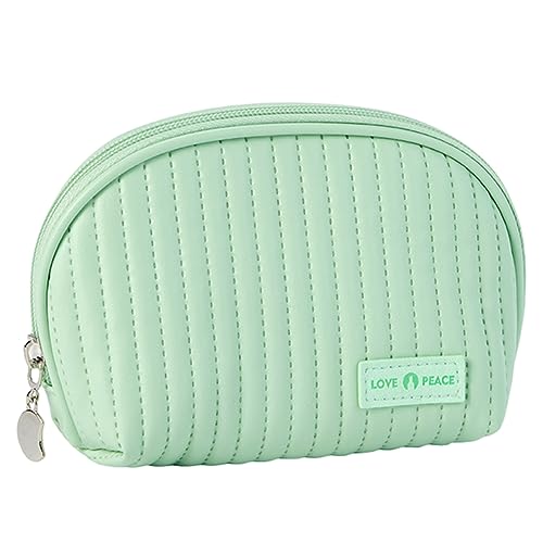 Kexpery Niedliche Make-up-Tasche mit Reißverschluss, weit geöffnet, kleine Kosmetiktasche, Trocken- und Nasstrennung, PU-Leder, Reise-Kulturbeutel, doppellagig, for Frauen und Mädchen (grün) von Kexpery