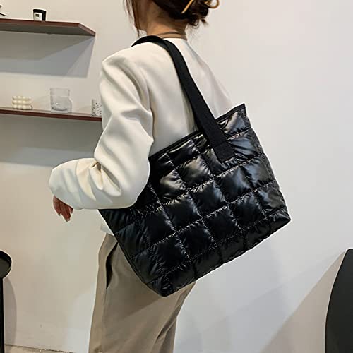 Kexpery Nylon -Stoff -Umhängetaschen weibliche Freizeit -Tasche Handtaschen große Kapazität gesteppte Einkaufstaschen for Women Street (schwarz) von Kexpery