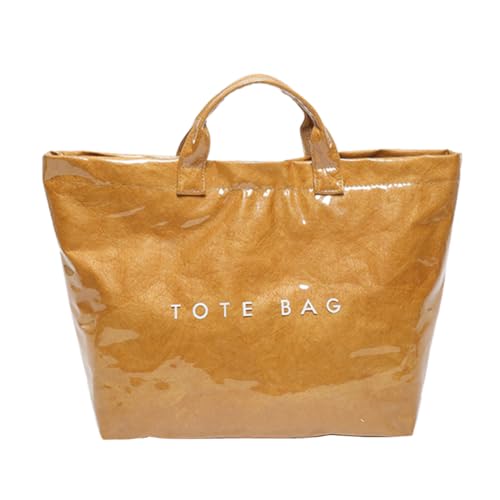 Kexpery PVC -Einkaufstasche große Kapazitäts Reise Einkaufstasche Mode Satchel Geldbörse for Frauen Arbeit einkaufsreisen (Brown) von Kexpery