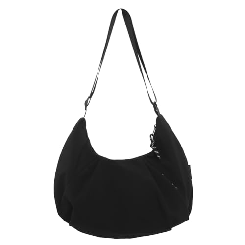 Kexpery Plissee-Knödeltasche for Damen, vielseitige Umhängetasche, Hobo-Tasche, verstellbarer Riemen, Umhängetasche, große Umhängetasche, stilvolle Handtasche for Mädchen (schwarz) von Kexpery