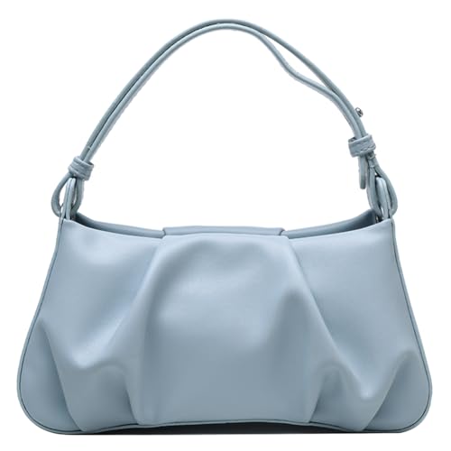 Kexpery Plissierte modische Handtasche aus PU-Leder, Unterarmtasche mit Reißverschluss, kleine Clutch-Geldbörse, Umhängetasche for Damen und Mädchen (blau) von Kexpery