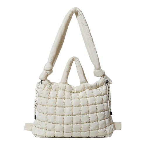 Kexpery Puffer Einkaufstasche for Frauen gesteppte Polsterbeutel Verstellbarer Riemen Mehrfach-T-Tasche Satchel-Geldbörse for Arbeitsreisen (weiß) von Kexpery