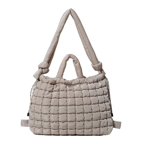 Kexpery Puffer Einkaufstasche for Frauen gesteppte Polsterbeutel Verstellbares Crossbody Bag Multi-Tockets for Arbeitsreisen (Khaki) von Kexpery