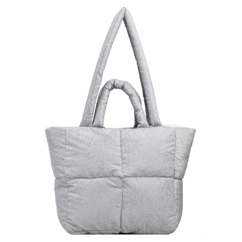 Kexpery Puffy Tragetasche für Damen und Mädchen, großes Fassungsvermögen, vielseitige Tasche mit Griff oben, trendige, weiche Daunen-Baumwoll-gepolsterte Umhängetasche mit Reißverschluss, le von Kexpery