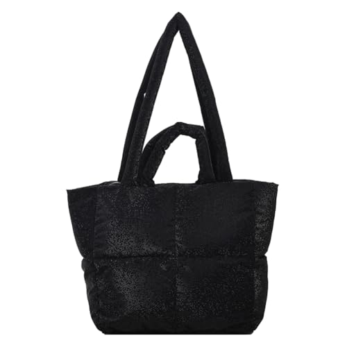 Kexpery Puffy Tragetasche für Damen und Mädchen, großes Fassungsvermögen, vielseitige Tasche mit Tragegriff oben, trendig, weiche Daunen, Baumwolle, gepolsterte Schultertasche mit Reißverschluss, von Kexpery