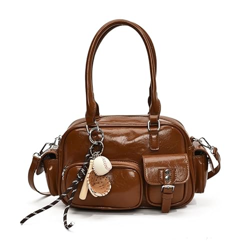 Kexpery Retro Handtasche mit mehreren Taschen, Kissentasche, Achseltasche aus weichem Leder, 2, braun von Kexpery