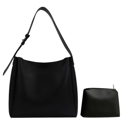 Kexpery Retro-Umhängetasche für Damen, große Kapazität, Schultertasche und Geldbörse, Set, vielseitige Tragetasche und Clutch, Vintage-Tragetasche, Pendlertasche, Schwarz , von Kexpery