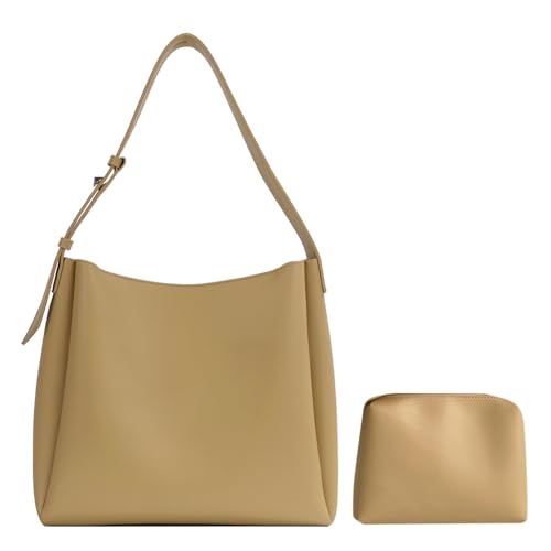 Kexpery Retro-Umhängetasche für Damen, große Kapazität, Schultertasche und Geldbörse, Set, vielseitige Tragetasche und Clutch, Vintage-Tragetasche, Pendlertasche, khaki, von Kexpery