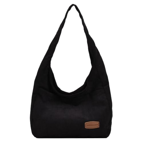 Kexpery Schlichte Einkaufstasche, einfarbig, Kuriertasche, Damen, stilvolle Wochenendtasche, große Kapazität, tägliche Schultertasche, Schwarz , 390.00x310.00x110.00mm/15.35x12.2x4.33inch von Kexpery