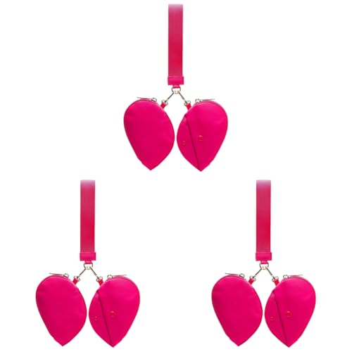 Kexpery Schultertasche, 2-in-1, einfache Nylonhandtasche, mit Kartenfach und abnehmbarer Tasche, für Frauen, Rosarot, 3 Stück von Kexpery