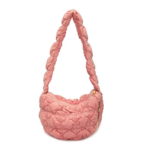 Kexpery Schultertasche aus Plüsch mit modischem Reißverschluss aus Samt, Hellrosa von Kexpery