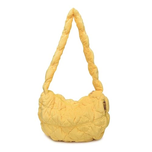 Kexpery Schultertasche aus Plüsch mit modischem Reißverschluss aus Samt, gelb von Kexpery