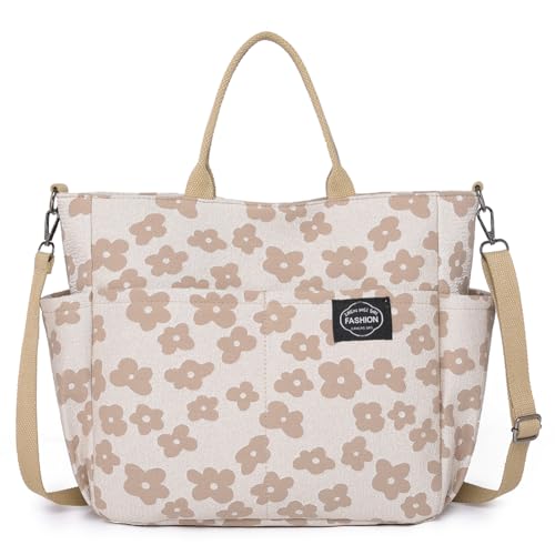 Kexpery Schultertasche mit verstellbarem Riemen, bedruckt, große Umhängetasche, Damen, mehrere Taschen, lässig, geprägt, Einkaufstasche, khaki, 250.00x165.00x70.00mm/9.84x6.5x2.76inch von Kexpery