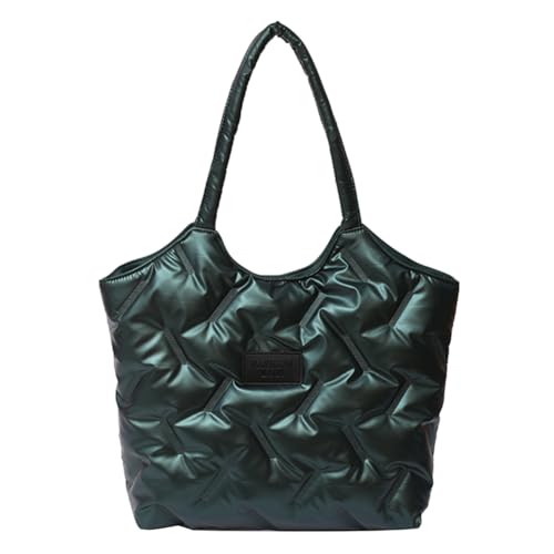 Kexpery Solide Puffer-Tasche für Damen, vielseitige gesteppte Umhängetasche, großes Fassungsvermögen, Daunen-Tragetasche, Handtaschen, lässige Winter-Pendeltasche (grün) von Kexpery