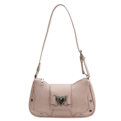 Kexpery Stilvolle Damen-Achseltasche mit großem Fassungsvermögen, PU-Leder, stilvolle Umhängetasche, verstellbarer Riemen, Y2K, einfarbig, Kuriertasche, rose, 240.00x140.00x60.00mm/9.45x5.51x2.36in von Kexpery