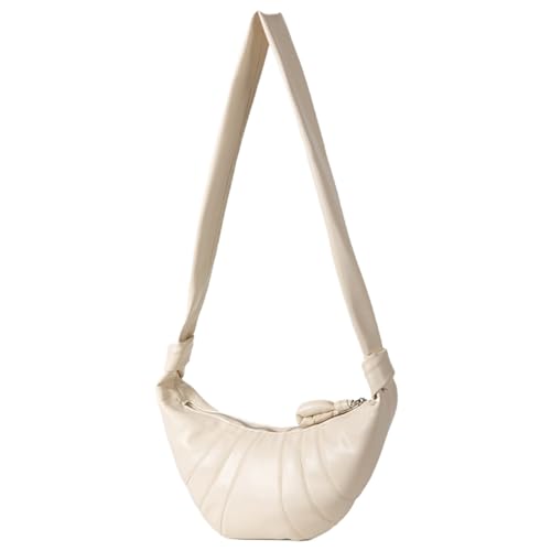 Kexpery Stilvolle Pendeltasche for Damen mit Reißverschluss, Halbmond-Umhängetasche, Croissant-Hobo-Tasche, großes Fassungsvermögen, PU-Leder for Outdoor-Reisen (Beige) von Kexpery