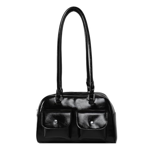 Kexpery Umhängetasche aus Leder für Frauen, modische Handtasche mit Griff oben, mehrere Taschen, einfache Reisetasche für Arbeitsreisen, Schwarz von Kexpery