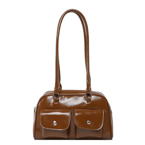 Kexpery Umhängetasche aus Leder für Frauen, modische Handtasche mit Griff oben, mehrere Taschen, einfache Reisetasche für Arbeitsreisen, hellbraun von Kexpery