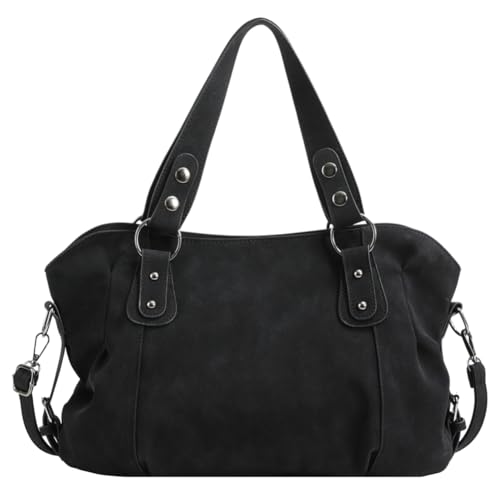 Kexpery Umhängetasche for Damen, großes Fassungsvermögen, stilvolle PU-Freizeithandtasche, modische All-Match-Tasche for den täglichen Gebrauch im Büro, einfarbige Handtasche (schwarz) von Kexpery