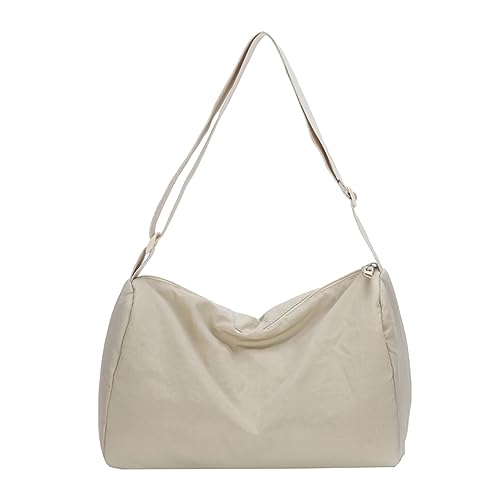 Kexpery Unisex-Umhängetasche, weich, lässig, einfarbig, leicht, Nylon, verstellbarer Riemen für Reisen, Arbeit, Shopper, beige, 33*21*16cm/12.87*8.19*6.24in von Kexpery