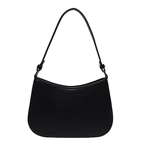 Kexpery Unterarmtasche, einfarbig, Halbmond-Tasche mit Haspe, Damen-Clutch, PU-Leder, weiblich, Pendler, Alltag, Schwarz , 25*15*6cm/9.75*5.85*2.34in von Kexpery