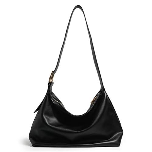 Kexpery Vielseitige Leder-Tragetasche, trendige Umhängetasche, Hobo-Tasche, Umhängetasche, Reise, Schultasche, Damen, große Schultertasche, Schwarz , 380.00x280.00x190.00mm/14.96x11.02x7.48inch von Kexpery