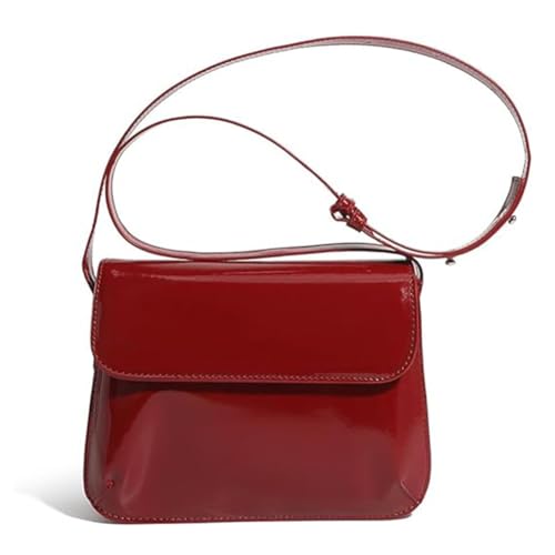 Kexpery Vintage Damen Messenger Bag Simple Casual Verstellbare Träger Mode Damen Handtaschen PU Leder Tragbare Einkaufstasche, rot, 21.5x16.5x6cm/8.46x6.49x2.36inch von Kexpery