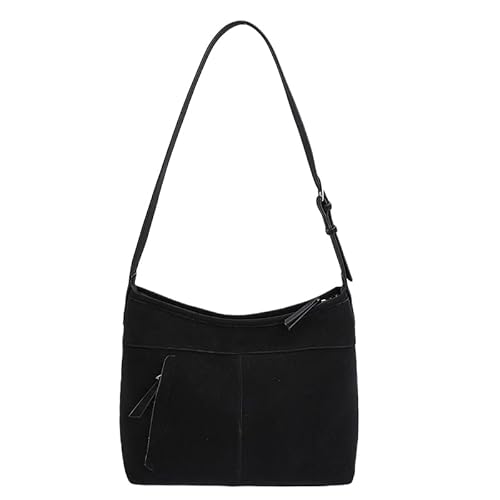 Kexpery Vintage -Einkaufstasche PU -Umhängetasche mit Reißverschluss Carryall -Tasche for Frauen Mädchen (schwarz) von Kexpery