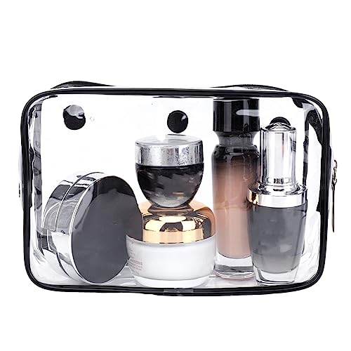 Kexpery Wasserdichte Aufbewahrungstasche, wiederverwendbar, tragbar, Reißverschluss, transparent, Kosmetik, Make-up, Reisetasche für Damen, M, Kosmetiktasche von Kexpery