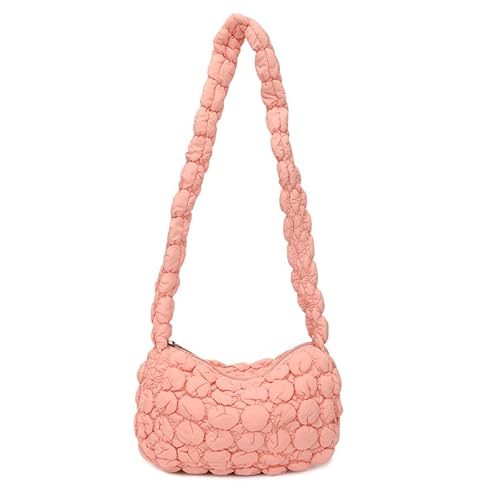 Kexpery Weibliche Satchel -Taschen mit Reißverschluss, Falten -Wolkentasche for Frauen (Pink) von Kexpery