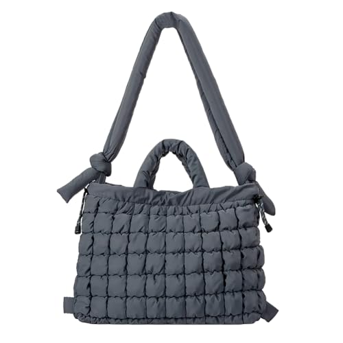 Kexpery Women Puffer Einkaufstasche gestackte Umhängetasche Leichte Mode-Tasche Handtasche Multifunktion mit fester Farbe Rucksack großer Kapazität geschwollener Schlingenbeutel (grau) von Kexpery