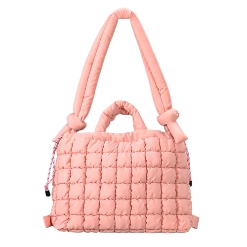 Kexpery Women Puffer Einkaufstasche gestackte Umhängetasche Leichte gepolsterte Crossbody-Tasche Multifunktion mit fester Farbe Rucksack großer Kapazität Stilvoller Rucksack (Pink) von Kexpery
