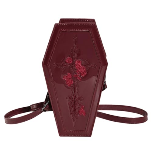 Kexpery Y2K Damen Crossbody Tasche Gothic Rosa Sarg Mehrzwecktasche Halloween Clutch, rot von Kexpery