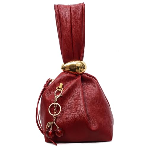 Lederarmbandhalter mit kleinem Anhänger für den täglichen Gebrauch (Weinrot) von Kexpery