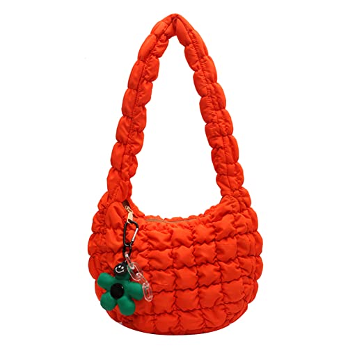 Plaid gesteppte Messengerbeutel Frauen Käufer Geldbeutel Korean Freizeit solide Brustbeutel Tasche Crossbody Bag (Orange) von Kexpery