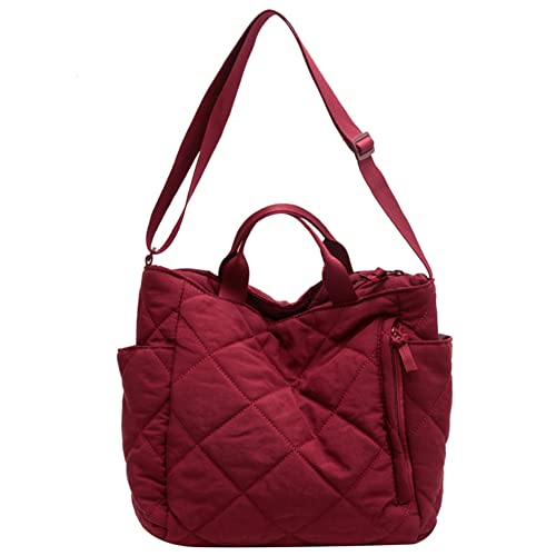 Tasche mit der Obergrenze große Kapazität Stammer Messenger-Tasche Rhombische Gitter Solid Color Casual Fashion Weich for Straßeneinkäufe (rot) von Kexpery
